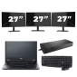 Fujitsu LIFEBOOK E5410 - Intel Core i3-10e-generationen - 14 tum - 8 GB RAM - 256 GB SSD - Windows 11 Home + 3x 27-tums skärm