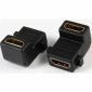 HDMI F/F 90° Adapter Guldpläterad med 2* monteringshål