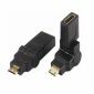 Mini HDMI hane till HDMI hona 360 grader 90 vinklad vridbar adapter, förgylld