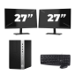 HP Prodesk 600 G5 Micro Tower - Intel Core i5-8:e generationen - 8 GB RAM - 256 GB SSD - Windows 11 + 2x 27 tums bildskärm