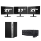 HP Prodesk 600 G5 Micro Tower - Intel Core i3-8:e generationen - 8 GB RAM - 256 GB SSD - Windows 11 + 3x 27 tums bildskärm