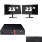 Lenovo ThinkCentre M700 USFF - Intel Core i7-6:e Generationen - 8GB RAM - 256GB SSD - Windows 11 + 2x 23 tum Monitor