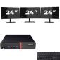 Lenovo ThinkCentre M700 USFF - Intel Core i3-6:e Generationen - 8GB RAM - 256GB SSD - Windows 11 + 3x 24 tum Monitor