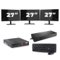 Lenovo ThinkCentre M700 USFF - Intel Core i3-6:e generationen - 8 GB RAM - 256 GB SSD - Windows 11 + 3x 27 tums bildskärm