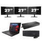 Lenovo ThinkPad A485 - AMD Ryzen 5 2500U - 14 tum - 8GB RAM - 256GB SSD - Windows 11 Home + 3x 27 tum Monitor