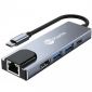 USB-C till HDMI 4K + Ethernet + USB 3.0 (x2) + USB-C-adapter