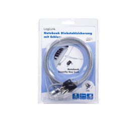 LogiLink PC/Notebook kabellås med 2 nycklar, längd 1,5m, silver