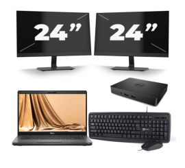 Dell Latitude 5401 - Intel Core i7-9:e generationen - 14 tum - 8 GB RAM - 256 GB SSD - Windows 11 + 2x 24 tums bildskärm