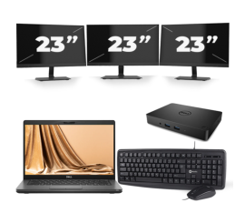 Dell Latitude 5401 - Intel Core i7-9:e generationen - 14 tum - 8 GB RAM - 256 GB SSD - Windows 11 + 3x 23 tums bildskärm