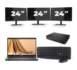 Dell Latitude 5401 - Intel Core i7-9:e generationen - 14 tum - 8 GB RAM - 256 GB SSD - Windows 11 + 3x 24 tums bildskärm
