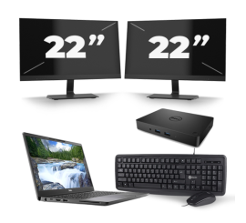 Dell Latitude 7300 - Intel Core i5-8:e generationen - 13 tum - 8 GB RAM - 256 GB SSD - Windows 11 + 2x 22 tums bildskärm