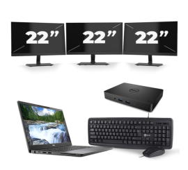 Dell Latitude 7300 - Intel Core i5-8:e generationen - 13 tum - 8 GB RAM - 256 GB SSD - Windows 11 + 3x 22 tums bildskärm