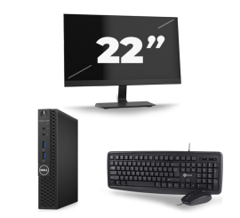 Dell Optiplex 3070 Micro USFF - Intel Core i5-9:e generationen - 8 GB RAM - 256 GB SSD - Windows 11 + 1x 22 tums bildskärm