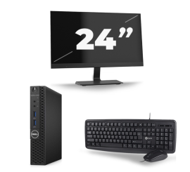 Dell Optiplex 3070 Micro USFF - Intel Core i5-9:e generationen - 8 GB RAM - 256 GB SSD - Windows 11 + 1x 24 tums bildskärm