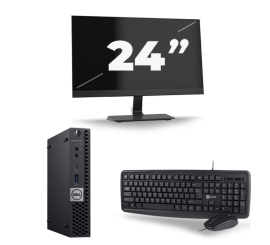 Dell Optiplex 7070 Micro USFF - Intel Core i5-9:e generationen - 8 GB RAM - 256 GB SSD - Windows 11 + 1x 24 tums bildskärm