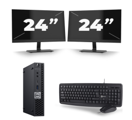 Dell Optiplex 7070 Micro USFF - Intel Core i5-9:e generationen - 8 GB RAM - 256 GB SSD - Windows 11 + 2x 24 tums bildskärm