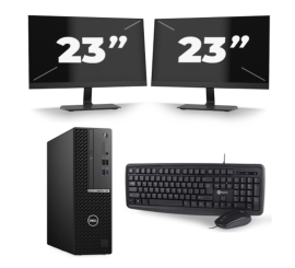 Dell OptiPlex 7080 USFF - Intel Core i5-10:e generationen - 8 GB RAM - 256 GB SSD - Windows 11 + 2x 23 tums bildskärm