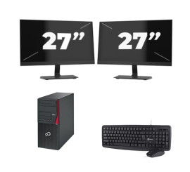 Fujitsu Esprimo P910 Micro Tower - Intel Core i3-3rd Generation - 8 GB RAM - 256 GB SSD - Windows 10 + 2x 27 tums bildskärm