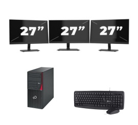 Fujitsu Esprimo P910 Micro Tower - Intel Core i3-3rd Generation - 8 GB RAM - 256 GB SSD - Windows 10 + 3x 27 tums bildskärm