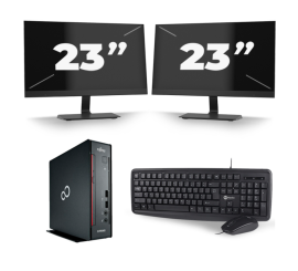 Fujitsu Esprimo Q556 USFF - Intel Core i5-6:e generationen - 8 GB RAM - 256 GB SSD - Windows 11 + 2x 23 tums bildskärm