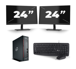 Fujitsu Esprimo Q556 USFF - Intel Core i5-6:e generationen - 8 GB RAM - 256 GB SSD - Windows 11 + 2x 24 tums bildskärm
