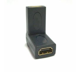 HDMI hona till hona rät vinkel 90-180 graders adapter, förgylld