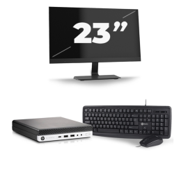 HP EliteDesk 800 G5 USFF - Intel Core i5-9:e generationen - 8 GB RAM - 256 GB SSD - Windows 11 + 1x 23 tums bildskärm