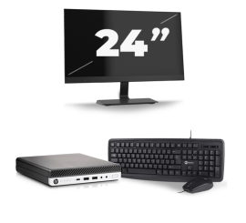 HP EliteDesk 800 G5 USFF - Intel Core i5-9:e generationen - 8 GB RAM - 256 GB SSD - Windows 11 + 1x 24 tums bildskärm