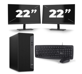 HP EliteDesk 800 G6 Tower - Intel Core i5-10:e generationen - 8 GB RAM - 256 GB SSD - Windows 11 + 2x 22 tums bildskärm