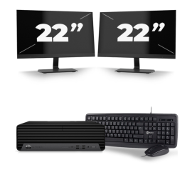 HP EliteDesk 800 G6 USFF - Intel Core i3-10:e Generationen - 8GB RAM - 256GB SSD - Windows 11 + 2x 22 tum Monitor