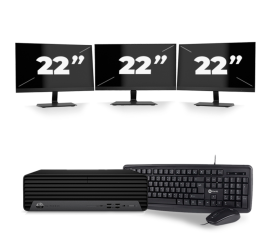 HP EliteDesk 800 G6 USFF - Intel Core i3-10:e Generationen - 8GB RAM - 256GB SSD - Windows 11 + 3x 22 tum Monitor