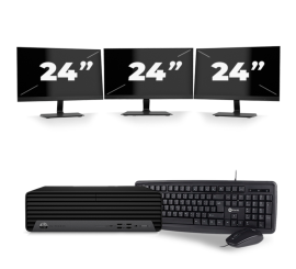 HP EliteDesk 800 G6 USFF - Intel Core i3-10:e Generationen - 8GB RAM - 256GB SSD - Windows 11 + 3x 24 tum Monitor