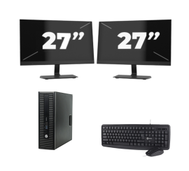 HP ProDesk 600 G2 USFF - Intel Core i3-6th Generation - 8GB RAM - 256GB SSD - Windows 11 + 2x 27 inch Monitor