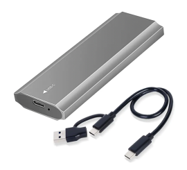 128 GB M.2 SATA SSD + höghastighetsskåp 3.1 USB C (PCIe 10 Gbps) - aluminium